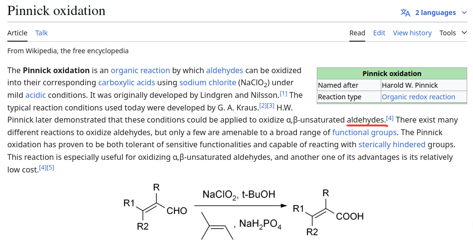 aldehydes oxidatione