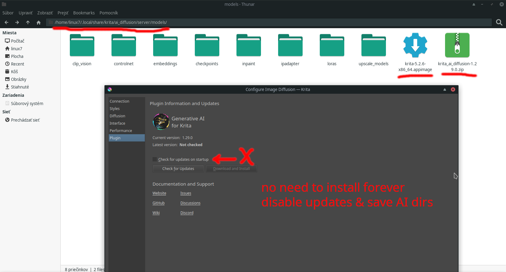 AppImage+zip plugin+vypnúť aktualizácie kvôli neznámym chybám a neinštalovať a nesťahovať stokrát, skopírujem .local :