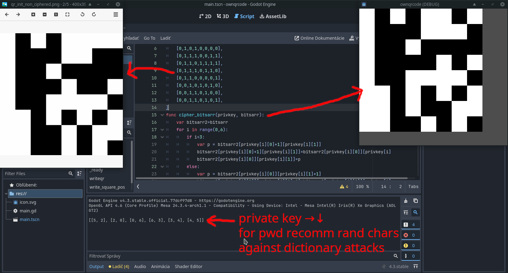 Ou kej, stvorme nádhernú asymetriu, ktorú bez privátneho kľúča nikto nezlomí s náhodnými znakmi v QR??