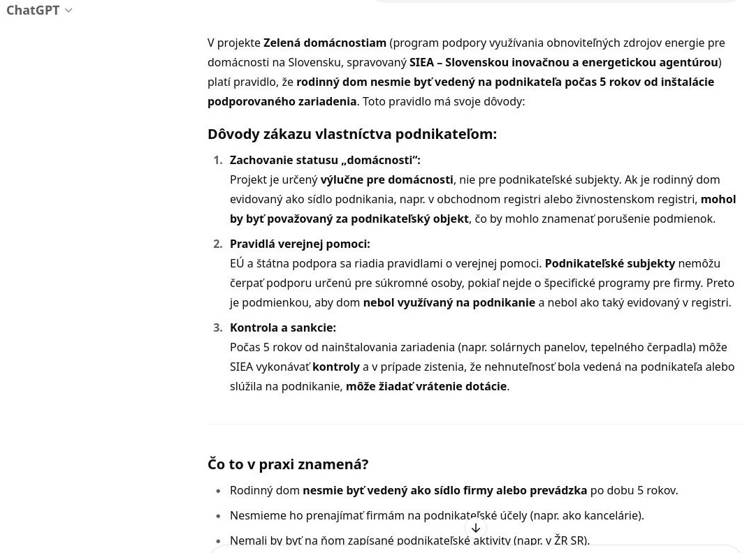 zelena domacnostiam chybne