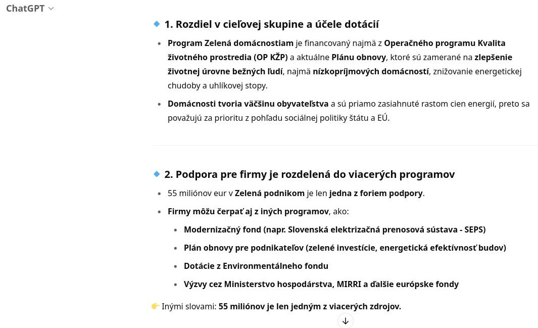 zelena domacnostiam chybne