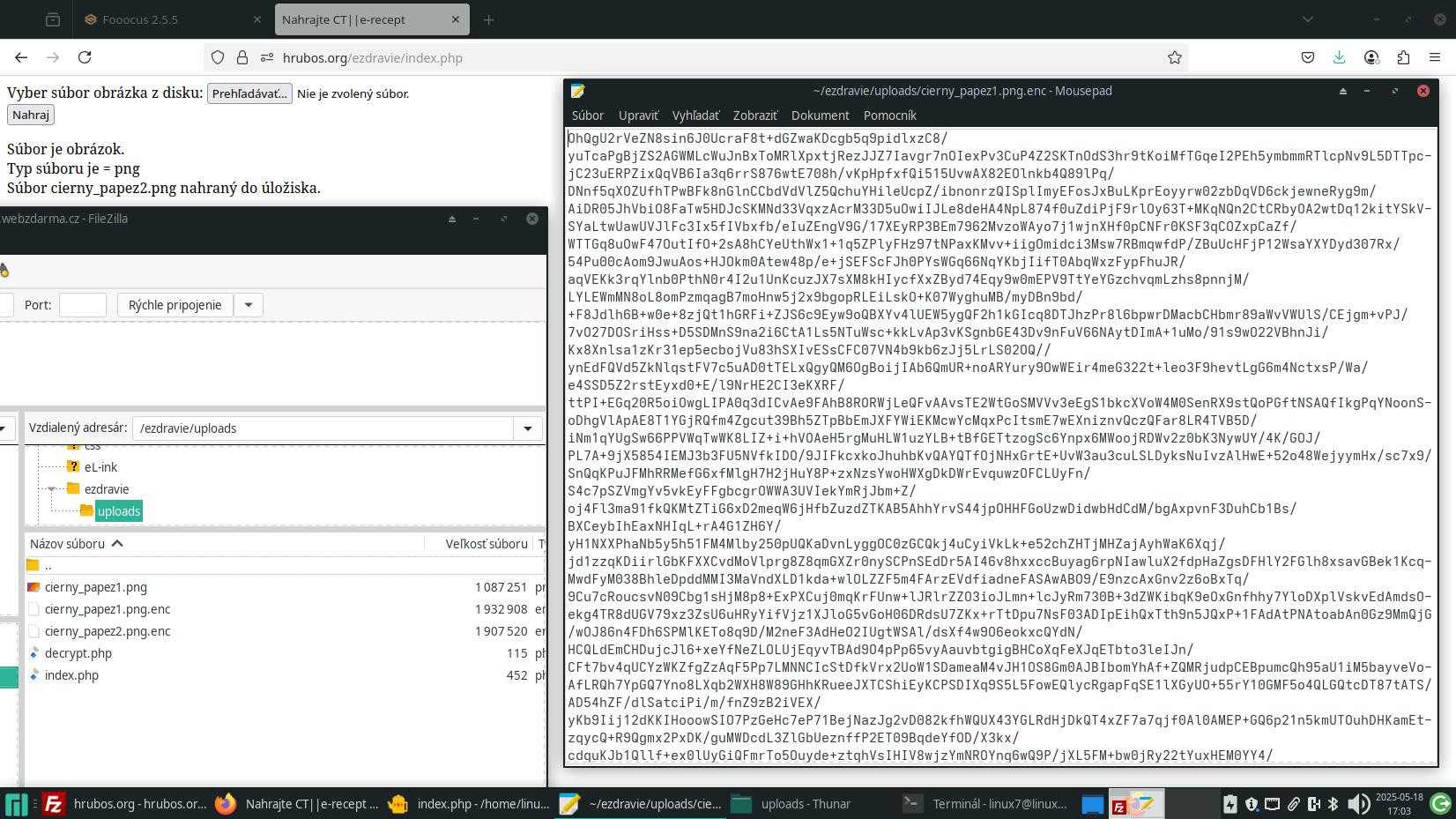 E-zdravie, overenie konceptu, nahrávanie CT obrazov a E-RECEPTOV na server a šifrovanie aj dešifrovanie týchto dát