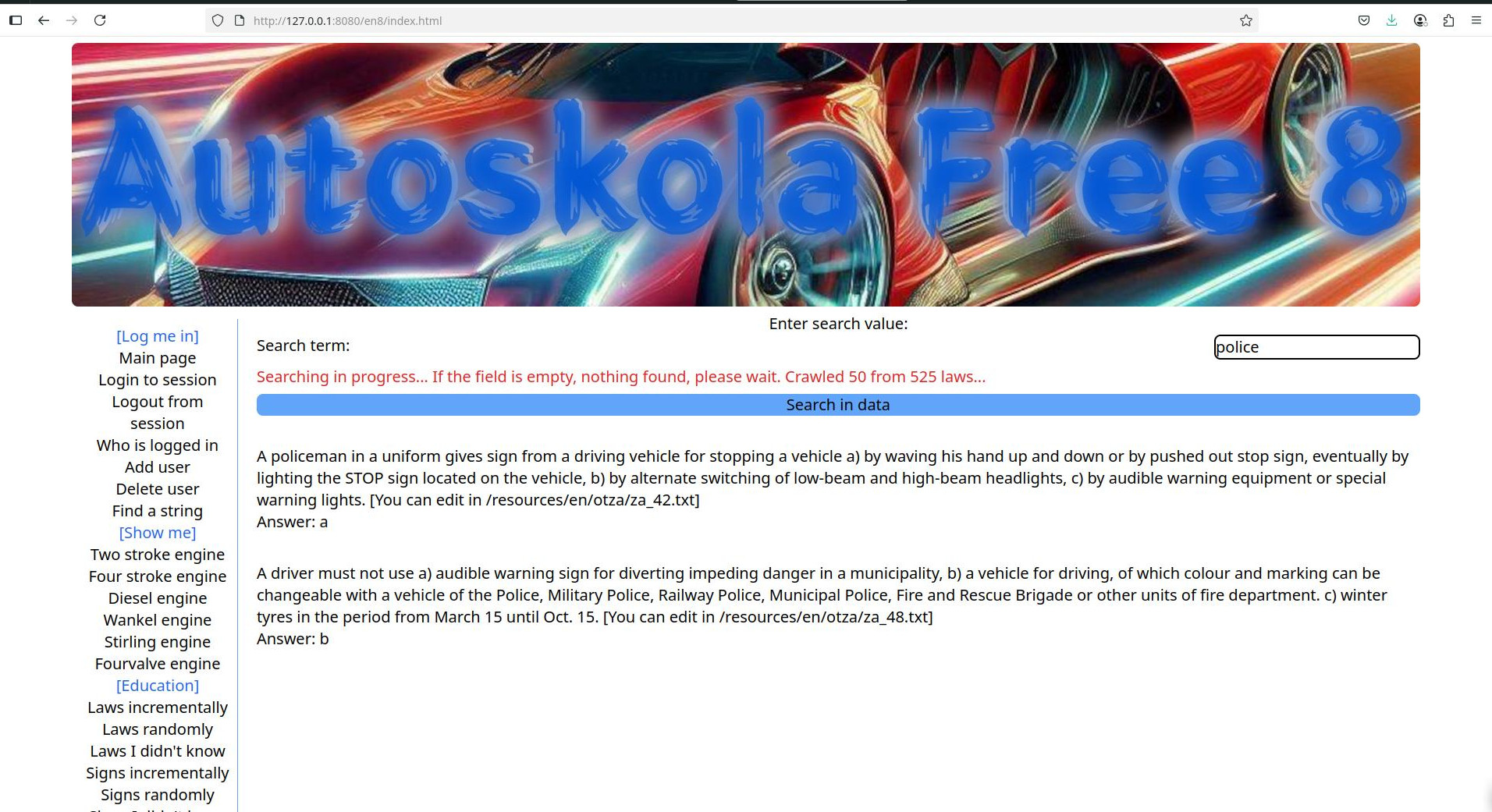 julia server running autoskola free 8