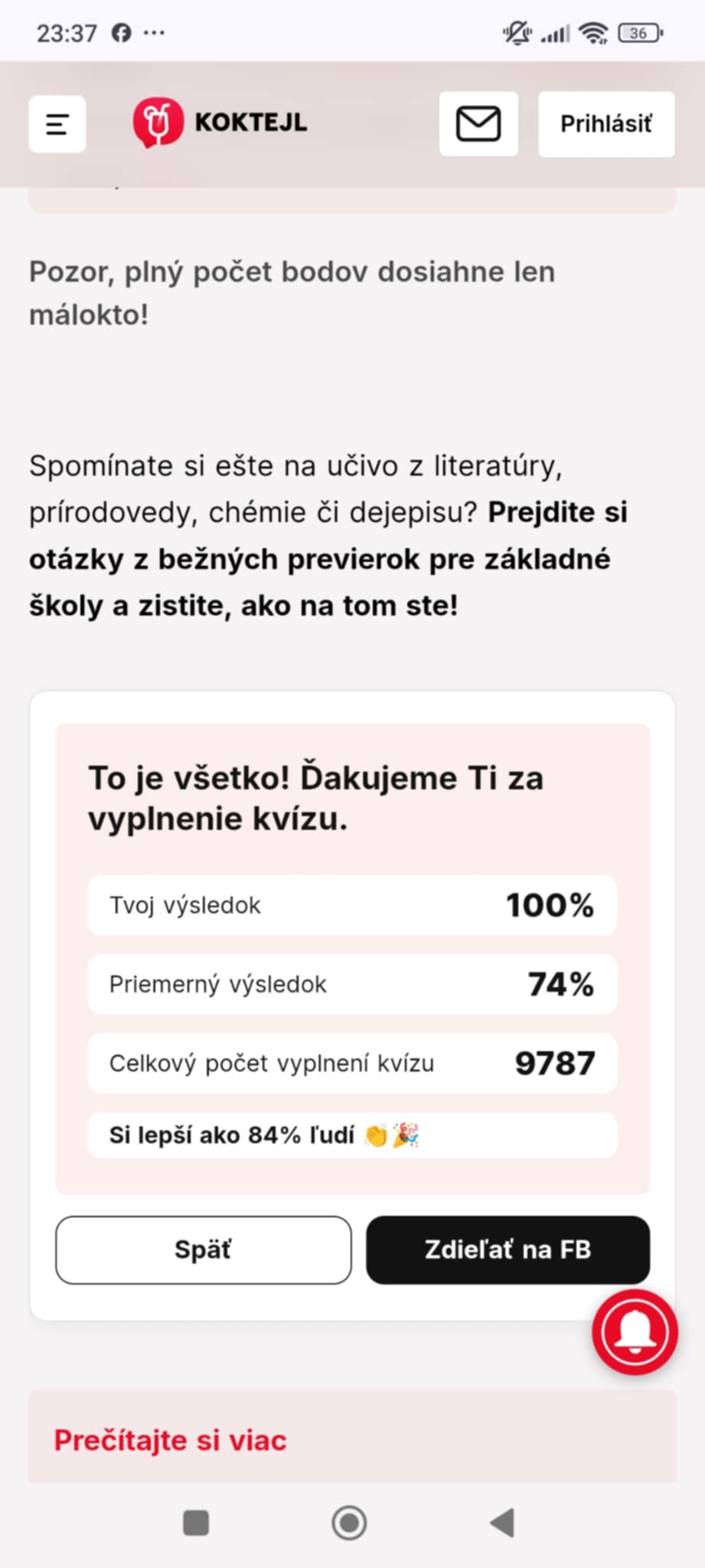 moj vysledok testu zakladna skola