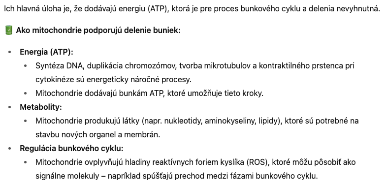 mitochondrie AI odpovede
