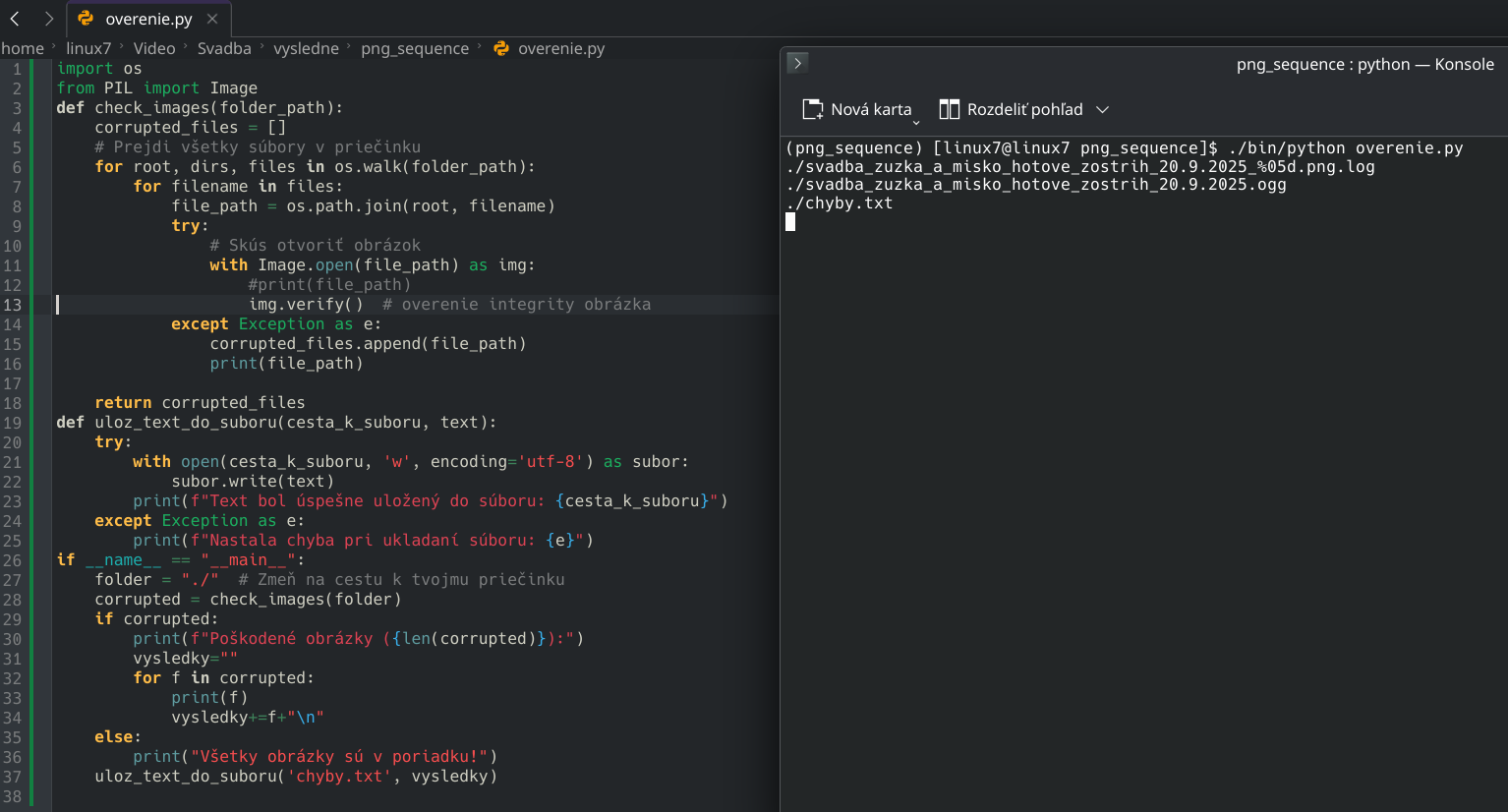 Overenie sekvencie obrázkov z kdenlive pre zostavenie videa v openshot