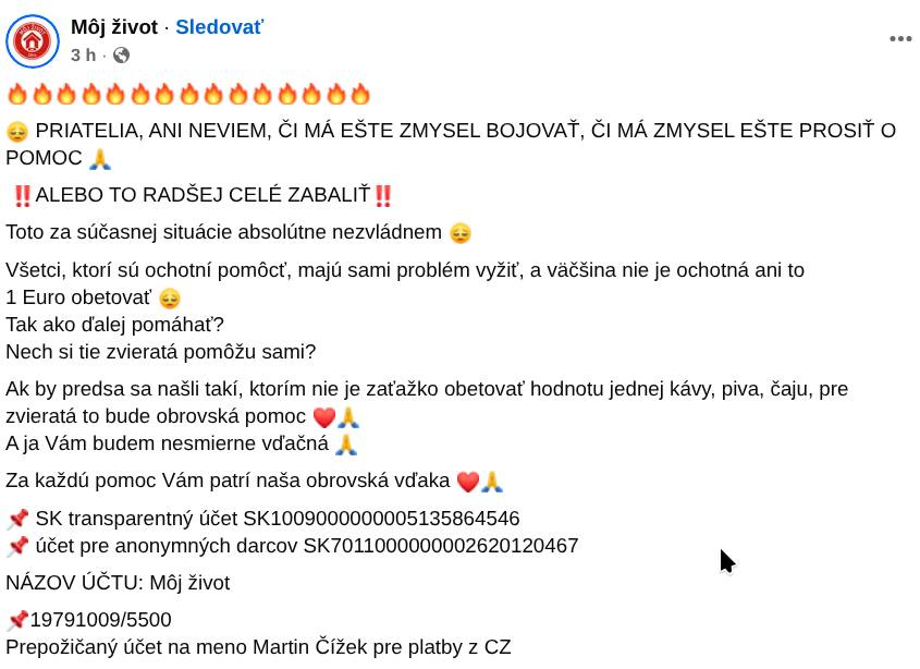 Dnes som videl OZMŽ prosbu, teda zdieľam ďalej. Pozerám, že sem chodí cca 30_000 ľudí denne, tak snáď to bude mať dosah :) Obrázok: