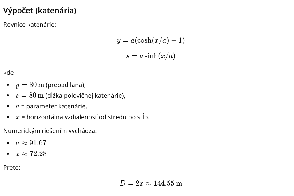 vypocet katenaria