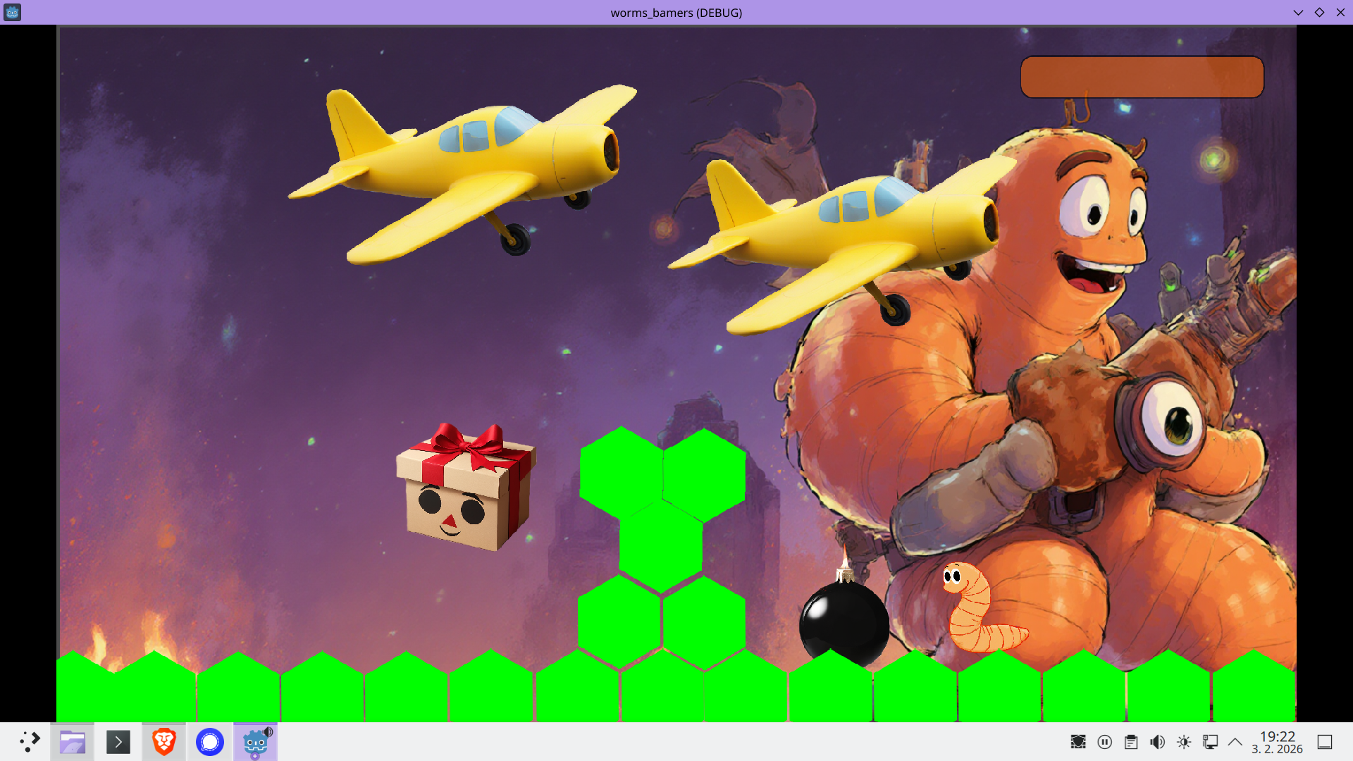 Okay, dnes sme pridali do Bombíkov červíkov tabličku pre energiu hlavnej postavičky tzv. energy bar á jeho zmeny na bombu a balíček