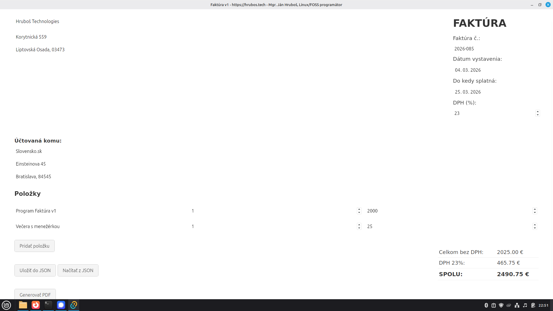 Tak som si vyskúšal napísať malú utilitu Faktura v1 pomocou jazyka Rust a systému Tauri v2, užívajte v zdraví ;)