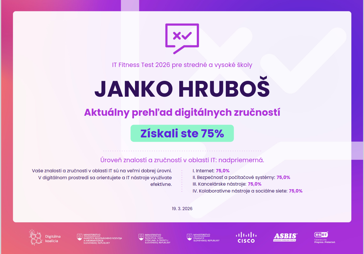 Ták a je to čierne na bielom: Aj informatici sú len ľudia: V tvrdej konkurencii mám toto: