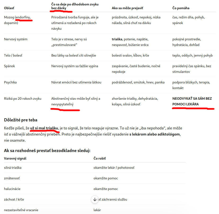 Komentár: Takto mi je po 20 rokoch bez dávky endorfínov: Včera ma trošku triaslo... Dnes k1 hlási, že uvidíš kde si telo vytvorí dávku :)
