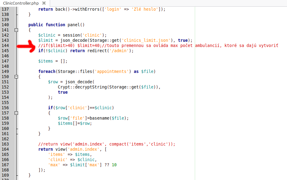clicnic controller php laravel