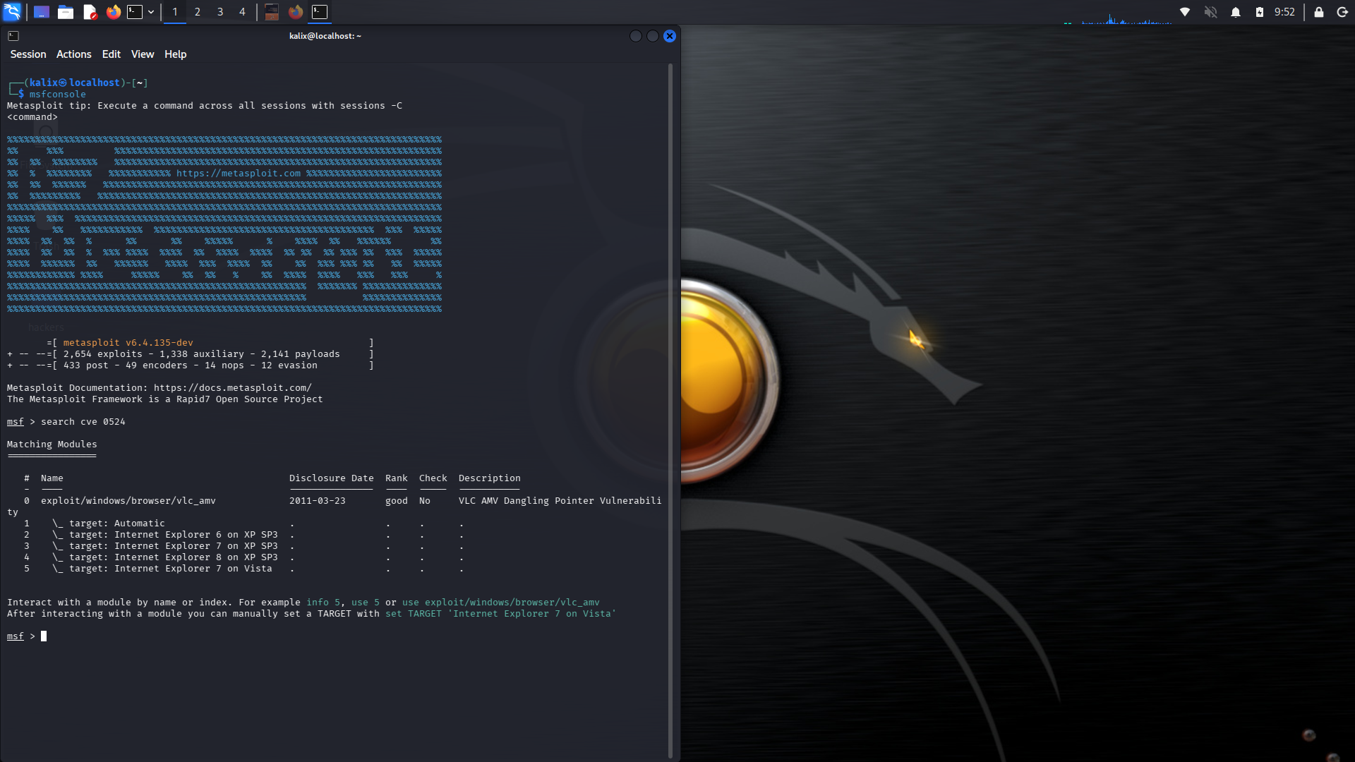 Okay, ďalší deň s Kali26 á hľadanie cve-0524 v Metasploit framework, aby sme ovládli chybový opakovač